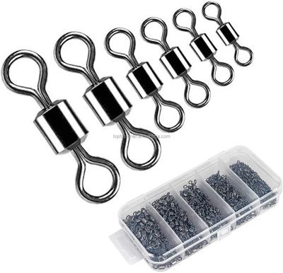 China TOPIND 200pcs Stainless Steel +Brass Black Nickel Bearing Barrel Swivel Fishing Swivel Bearing Kits With Size 1 3 5 7 8 for sale