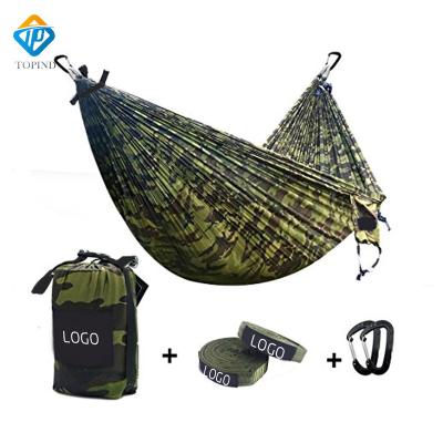 China Ridstop Easy Hanging Camouflage Camping Double Hammock With Tree Straps&Carabiners for sale