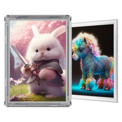 China CYDISPLAY 32mm A2 Size Durable Snap Frame Silver Aluminum Edge Front Loading Wall Mounted Poster Frames for sale