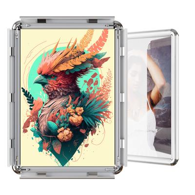 China CYDISPLAY 30mm Series A4 Size Durable Silver Snap Frame Corners Aluminum Quick Change Poster Frames Wall Mounted for sale