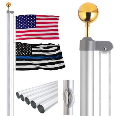 China For CYDISPLAY 1.5mm Thickness 25FT Sliver Flagpole Banner Residential Aluminum Heavy Duty Flag Pole for sale