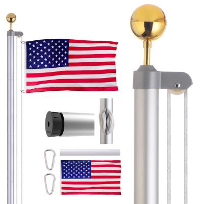 China For CYDISPLAY Residential 16ft Sliver Aluminum Outdoor Adjustable Folding Sectional Flagpole For Sale Residential Flag Poles for sale