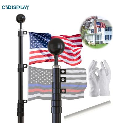 China For CYDISPLAY 30FT Black Flag Pole Heavy Duty Residential Aluminum Extendable Flag Pole for sale