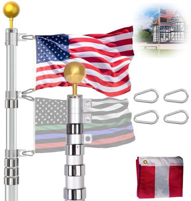 China For CYDISPLAY Residential Sliver Outtelescoping Aluminum Flagpole Retractable Kit 20ft Flagpole For Front Yard for sale