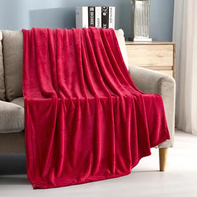 China PORTABLE Single Color Flannel Fleece Throw Blanket Verlasting Comfort Flannel Throw Blanket for sale