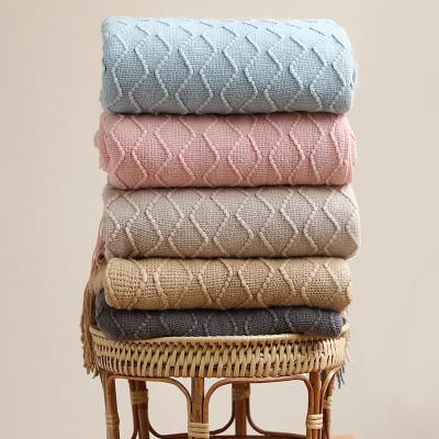 China Anti-Static Hand - Sofa Throw Blanket Solid Color Woven Chunky Knitted Weighted Blanket for sale