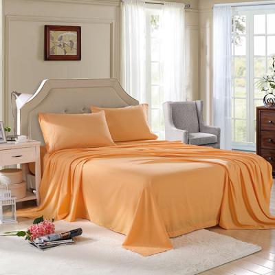 China Hotel Light Weight 100% PORTABLE Microfiber Sheet Set Solid Colors Orange Bedding Set for sale