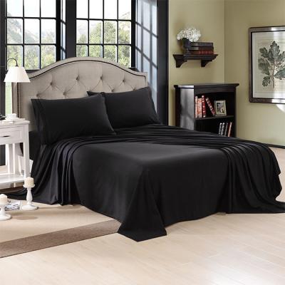 China PORTABLE Cheap Bedroom Sheet Set Lightweight Microfiber Sheet Set Black for sale