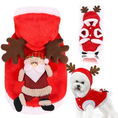 China 2021 Cheap Good Quality Viable Winter Designer Christmas Hoodie Fashion Warm Cute Pet Clothes For Cats Small Dogs for sale