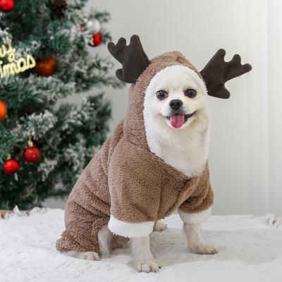 China Viable Style Deer Coral Fleece 4 Legs Autumn Winter Hoodie High Quality Pet Apparel Warm Dog Clothes Lovely Cotton Coat for sale