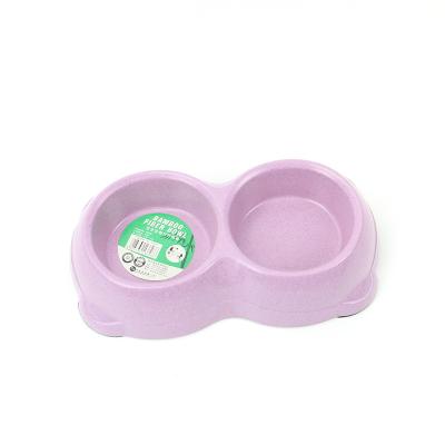 China Sustainable Double Basin Bamboo Fiber Pet Bowl Cat Feeding Bowls For Pet for sale