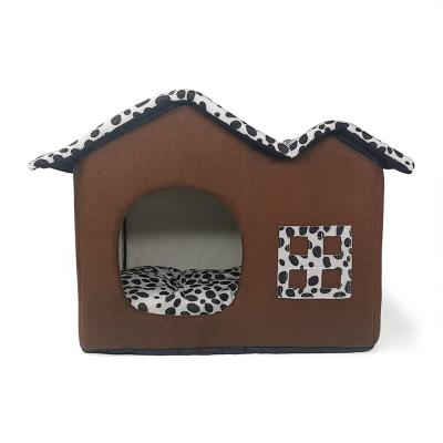 China New Windproof Room Cat Dog House Pet Supplies Animal Detachable Cat Litter Spotted Double Roof Kennel for sale