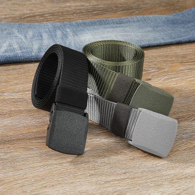 China Adjustable Braided Men's Web Nylon Webbing Stretch Pull End Belt Tip Military Tactical Elastic Stretch Belt with Alloy Buckle Belt for sale