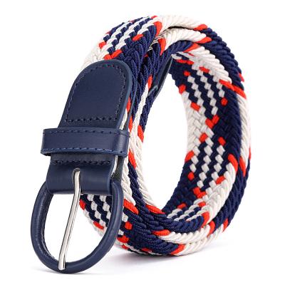 China Trendy Pull Stretch Men and Student Breathable Fashion Mixed Color Elastic Casual Belt Women's Twill Woven to Stretch Braided Belts for sale