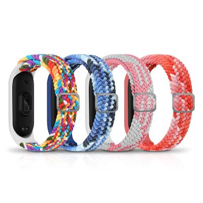 China Wearable Accessories Smart Watch Band Nylon Adjustable Strap For Xiaomi MI Band 6 5 4 3 Replaceable Wristband Women Men Sliding Nylon Strap for sale