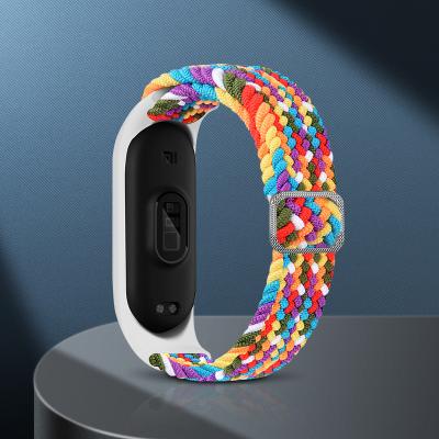 China Wearing Accessories Nylon Elastic Watch Braided Xiaomi Smart Strap Buckle Watch Band Replaceable Strap For Xiaomi MI Band Series 3 4 5 6 for sale