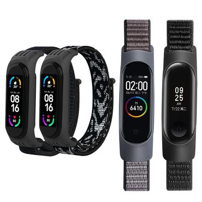 China Smart Wearing Accessories OEM ODM Wristband Printingnylon Braid Loopback Watch Band Wrist Strap For Xiaomi MI Band 6 5 Smart Watch for sale