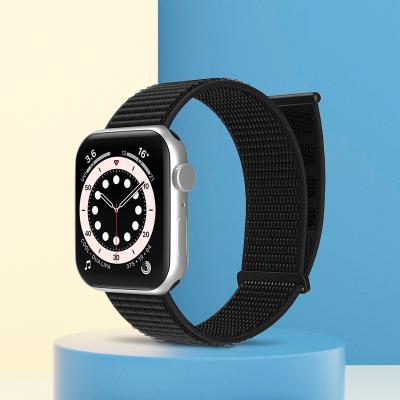 China Wearing Accessories Double-Section Strap For Iwatch 7 6 5 4 3 Solo Se Smart Watch Braided Elastic Nylon Woven Knit Strap With Buckles for sale