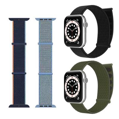 China Apparel Accessories Double Section Strap Nylon Watch Band Braided Nylon Buckle Watch Band 44mm Strap For Apple Nylon Watch Strap for sale