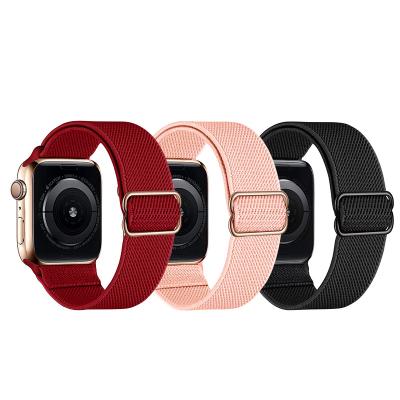 China Clothing Accessories Suitable For Apple Watch 7 Sticker Strap Band Magic Tactical Stretch Connector 45mm Apple Nylon Watch Strap for sale