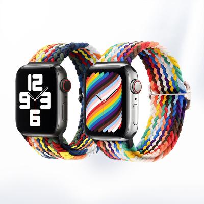 China Adjustable Braid SoloLoop Wearing Accessories Strap with Metal Sports Apple Buckle Woven Elastic Watch Bands for iWatch SE/6/5/4/3/2/1 Series for sale