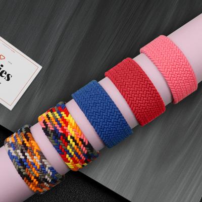 China Apparel Accessories Woven Knitting Official Elastic Nylon 1:1Breathable Watch Band Braided Stretch Nylon Watch Strap For Apple Watch Series for sale