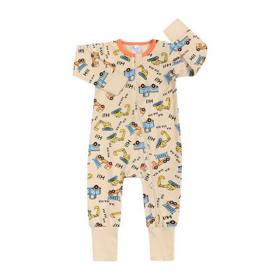 China Custom Spandex Baby Sleepsuit Zipper Cotton Print Baby Sleepers/Cotton Baby Romper Organic Long Sleeve Pajamas for sale