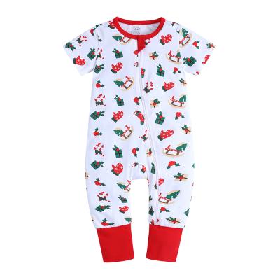 China Spandex/Cotton Newborn Christmas Baby Clothes Rompers Cotton Shorts Sleeve Baby Zipper Romper for sale