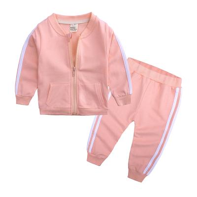 China Wholesale Breathable Toddler Tracksuits Wholesale Zipper Baby Clothing Set Pink Babies Tracksuits for sale