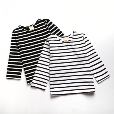 China Breathable Long Sleeve Spring Kids T Shirt Kids Round Collar Striped Baby Blouse Tops Lovely Clothes for sale