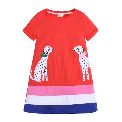 China Breathable Summer Baby Dress Kids Lovely Animal Clothes Kids Short Sleeve Dresses for sale