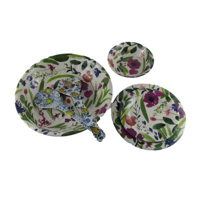 China Sustainable Custom Printed Melamine Dishes Bowls Dinnerware Set for sale