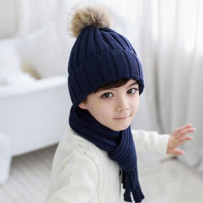 China 2pc medium medium kids other beanie scarf and acrylic warm hat set neck winter knit brimless hat kids bennies hat wholesale custom skull for sale