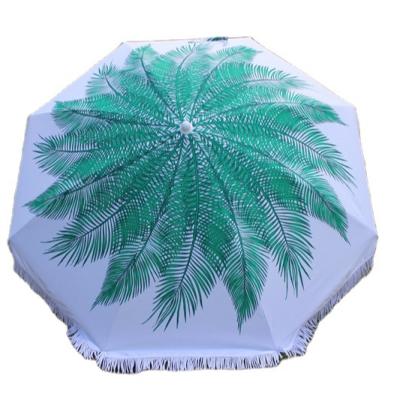 China Outdoor Furniture Best Sales Beach Shelter Luxury Printed Outdoor Beach Sun Umbrella With Tassels for sale