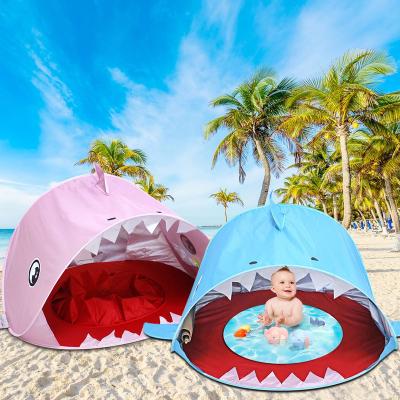 China Portable Sports Toy Shark Shape UV Protection Folding Beach Tent Sun Shelter Kids Pool Baby Tent for sale