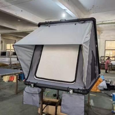 China Each Side Door With Mesh Inside Self Driving Hard Top Car Roof Tent Suv Car Roof Top Tent Shell Aluminum Triangle Double Layer Rear Tent for sale