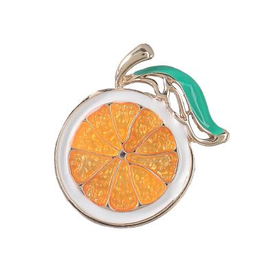 China 2021 fashion trendy gift orange brooch shaped metal enamel badge pin for friends for sale