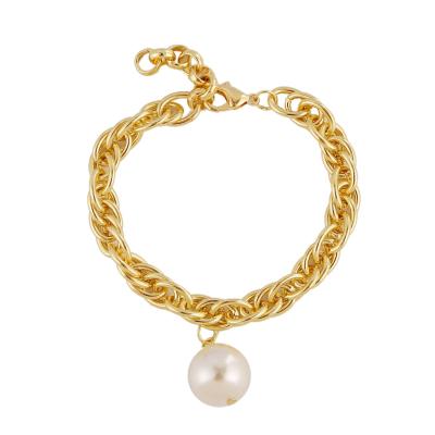 China BOHEMIA 2021 Luxury Punk Gold Cuban Link Chain Bracelet Style Pearl Metal Portrait Coin Heart Pendant Bracelets For Women for sale