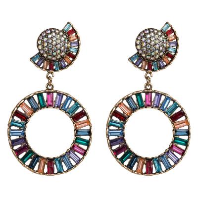 China BOHEMIA 2021 new European female and American half moon ring diamond earrings fashion border exaggerated acrylic jewelry for sale