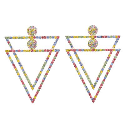 China European and American BOHEMIA triangular diamond studded earrings women's personality fashion jewelry cheap exaggerated wholesale for sale