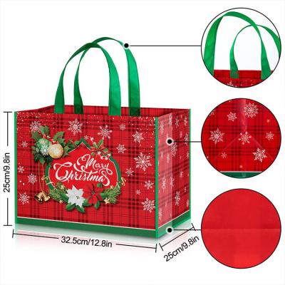 China Large Christmas Tote Handles Reusable Gift Bag Handled Nonwoven Bags Grocery Bag For Party for sale