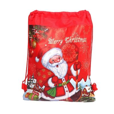 China Cheap Reusable Handled Santa Sack Personalized Non Woven Christmas Drawstring Gift Bags Wholesale for sale