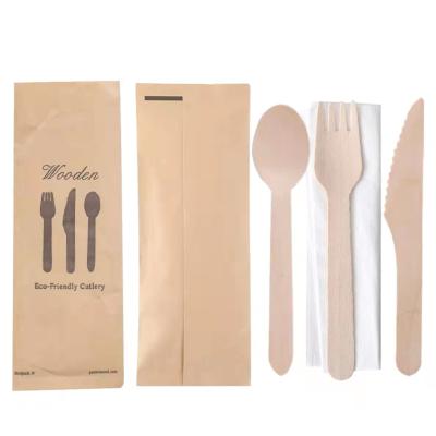 China Disposable Wooden Disposable Cutlery Set Wooden Foek Cutlery For Wedding Catering Party for sale