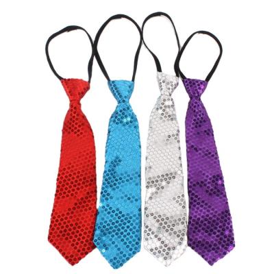 China Fashion simple design stylish tie boy sequins embroidery tie stage magic show tie zipper to adjust for sale