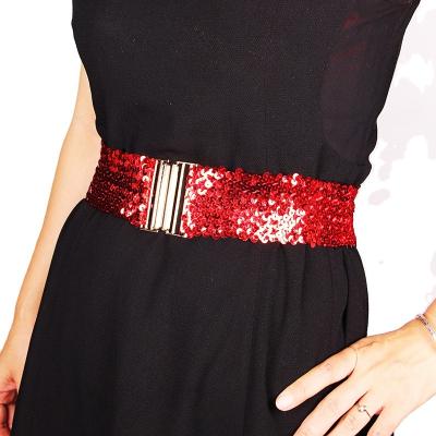 China Fashion.Casual Manufacturers Selling Belts 2021 Alloy Elastic Buckle Women Waist Sequins Dress Lady Sequins Waistband Elastic Waistband for sale