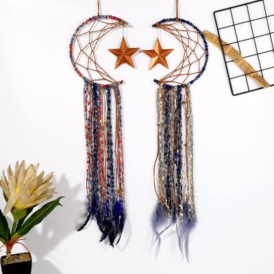 China 2021 New Blue Mediterranean Bohemian Handbook Hanging Wall Catcher Dream Pendant Shaped Kids Room Decorate Moon for sale