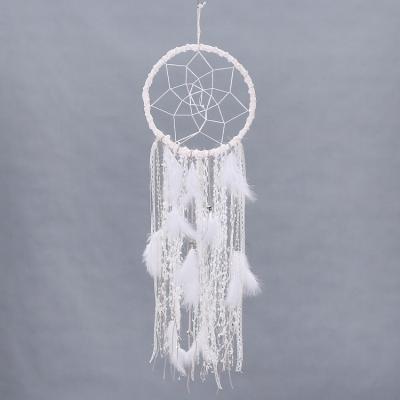 China 30cm White Feather Dreamcatcher Room Decoration Spinning Weaving Dreamcatcher Country Diameter Christmas Day for sale