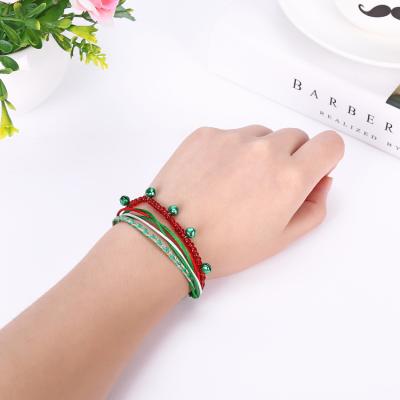 China New Manual Weaving Lines Christmas Bells Bracelet 6 Color Female Bracelet Fashion 2021 Environmentally Friendly Decorative Adjustment for sale