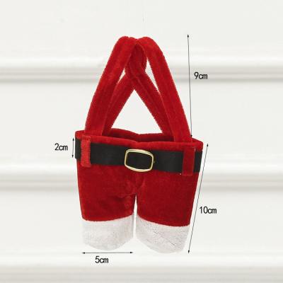 China Popular Amazon Christmas Gift Sells Fashionable Red Velvet Gift Promotion To Receive Mini Bag Pants Christmas Gift Bag for sale