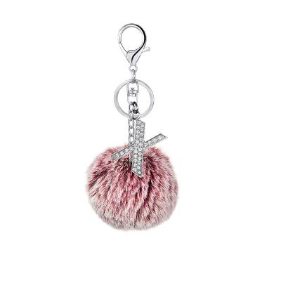 China Metal 26 Color Rabbit Hair Ball Key Chain Pendant Bag Accessories for sale